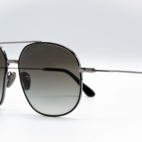 PRADA SHINY BLACK/SMOKE GRADIENT UNISEX SUNGLASSES SPR 51Y - Picture 5 of 6